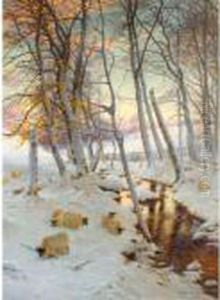 On A Clear Eve, When The November Sky Grew Red by Joseph Farquharson