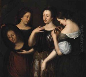 A Lady at her Toilet with Maids in attendance