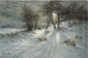 Sheep In The Moonlit Snow by Joseph Farquharson
