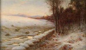 Sheep In A Snow Covered Landscape by Joseph Farquharson