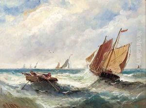 Boats in a swell; and Boats outside the harbour walls by Edwina Lara