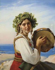 A young woman with a tambourine in Ischia ('Le tambour de basque')
