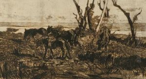 Cavalli Al Pascolo by Giovanni Fattori