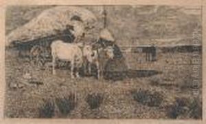 Bovi Al Carro (maremma) by Giovanni Fattori