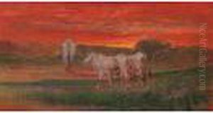 Buoi Al Tramonto by Giovanni Fattori