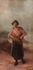 A girl on a beach by William Langley