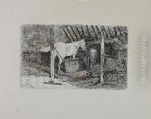 Interno Di Stalla Con Cavallo by Giovanni Fattori