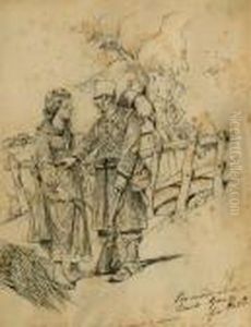 Un Incontro Durante La Manovra by Giovanni Fattori
