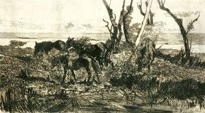 Pascolo Di Cavalli by Giovanni Fattori