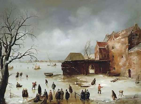 Figures on a frozen lake - view 1