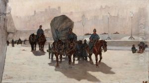 Artiglieri Sul Lungarno by Giovanni Fattori