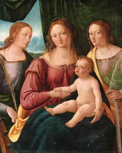 The Madonna and Child with Saint Catherine of Alexandria and another Saint by Giovanni Agostino Da Lodi