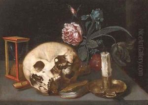 A vanitas still life with a skull by Jacques Linard