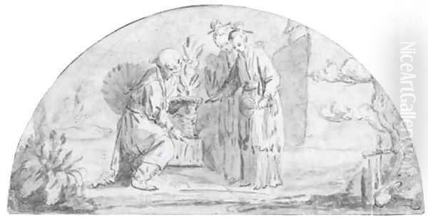 Two Chinese girls Design for a fan - view 1