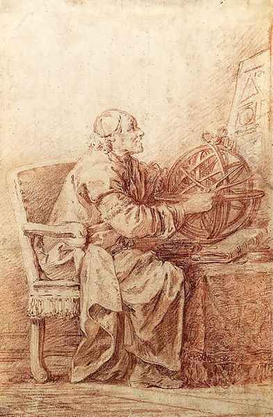 An astronomer seated at a table - view 1