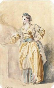 Portrait of a girl in Russian dress by Jean-Baptiste Leprince