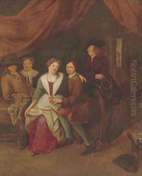 Elegant company courting in an interior - view 1