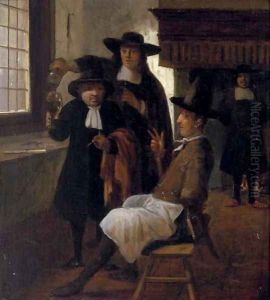 Townsfolk drinking and smoking in an inn by Gerrit Lundens