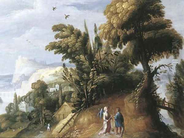 An extensive landscape with Tobias and the Angel - view 1