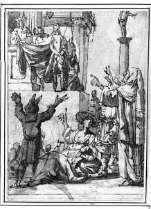 Christ presented to the People (recto); Elijah fed by Ravens (verso) by Pieter Pietersz. Lastman