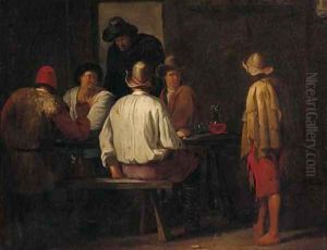Peasants drinking in a tavern