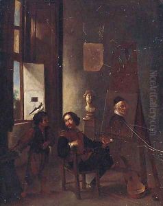 A painter in his studio by Pieter Van Laer (BAMBOCCIO)