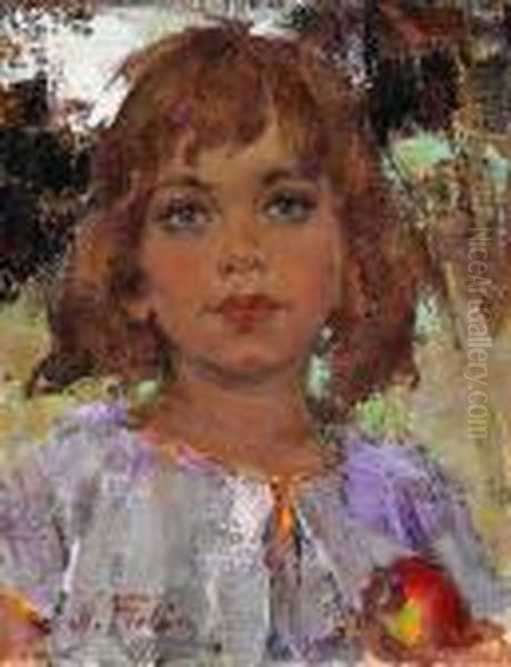 Portrait Of A Young Girl With An Apple - view 1