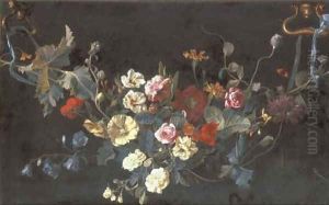 A garland of roses by Abraham De Lust