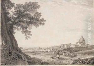 An extensive view of Rome from the Orti della Pineta Sacchetti by Giovanni Battista Lusieri