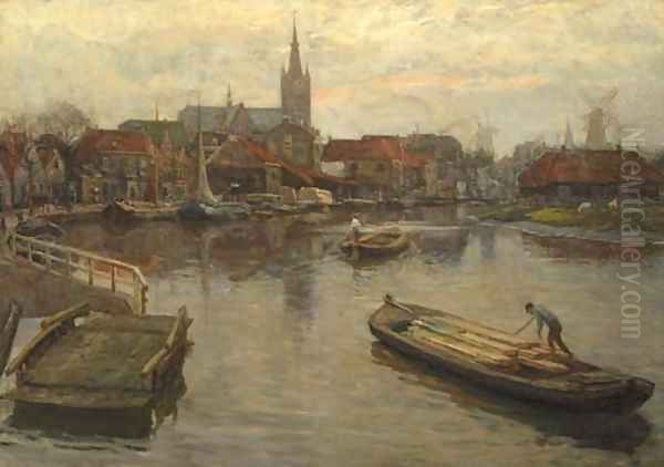 Gezicht op Schiedam a view of the harbour of Schiedam - view 1
