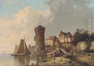 A Dutch harbour scene