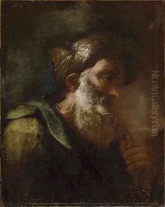 A bearded man wearing a turban by Johann Karl Loth