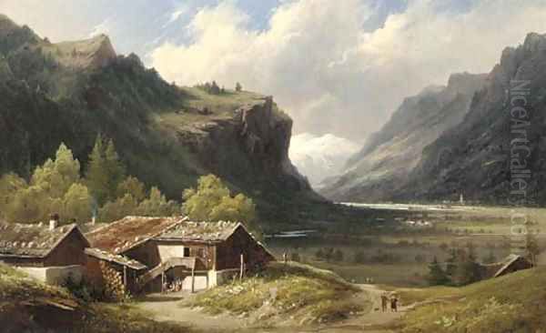 A sunlit chalet in an Alpine valley, thought to be Oberhasle, Switzerland - view 1