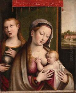 The Madonna and Child, with Saint Mary Magdalene by Luca Longhi