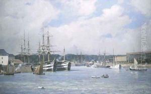 The harbour by Paul-Louis-Frederic Liot