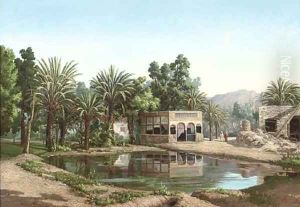 Arabs at an oasis by Emmanuel Joseph Lauret