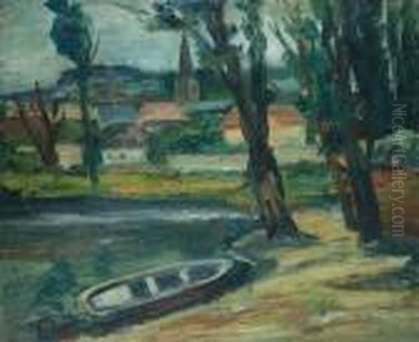 Village Landscape By River - view 1