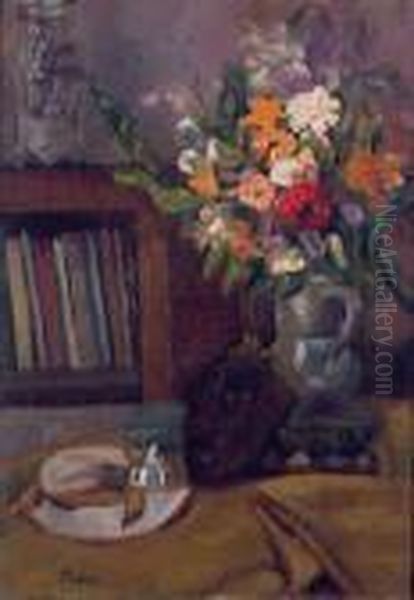 Still Life With Vase Of Flowers Andmask - view 1