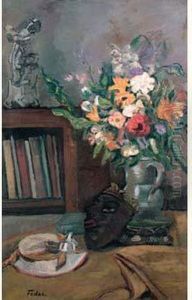 Still Life With Flowers And A Mask by Adolphe Feder
