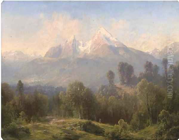 An Alpine landscape by Julius Lange