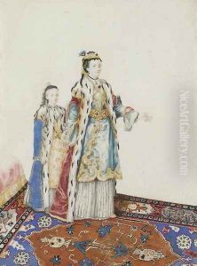 A European woman in Turkish costume with a girl behind her by Etienne Liotard