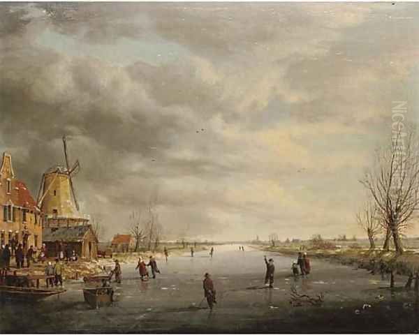 Figures on a frozen canal - view 1