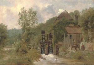 The old watermill by Frederick Richard Lee, R.A.