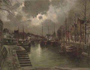 Dordrecht by moonlight by Pierre-Franc Lamy