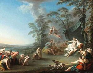Diana and her nymphs with a captured satyr by Sebastien Leclerc (Leclerc Des Gobelins)