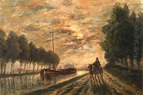 La canal de l'Ourcq, chemin de halage, effet de lune - view 1