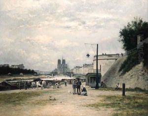 Le Quai de Louviers au Pont Sully (Le Quai Henri IV Paris) by Stanislas Lepine