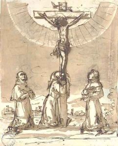Christ on the Cross adored by three Franciscan monks by Lodovico Pozzoserrato (see Toeput, Lodewijk