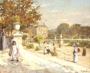 Au jardin du Luxembourg by Gaston-Theophile Lhuer