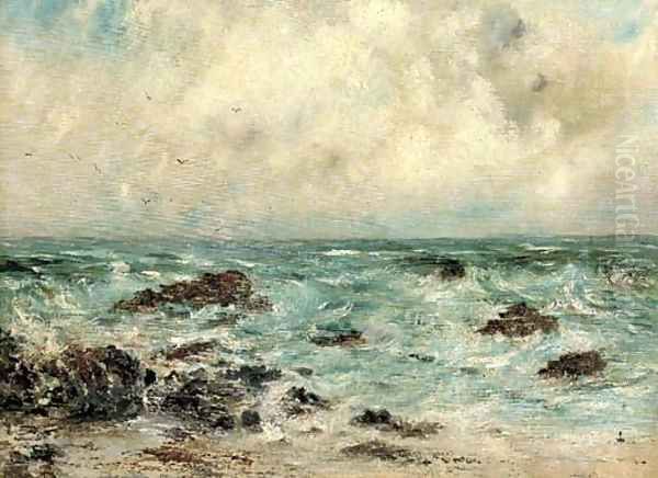 Waves breaking on a rocky coast - view 1